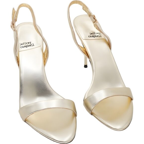 Jeffrey Campbell Go Getter Metallic Slingback Dress Sandals Gold US 10M - Picture 1 of 6